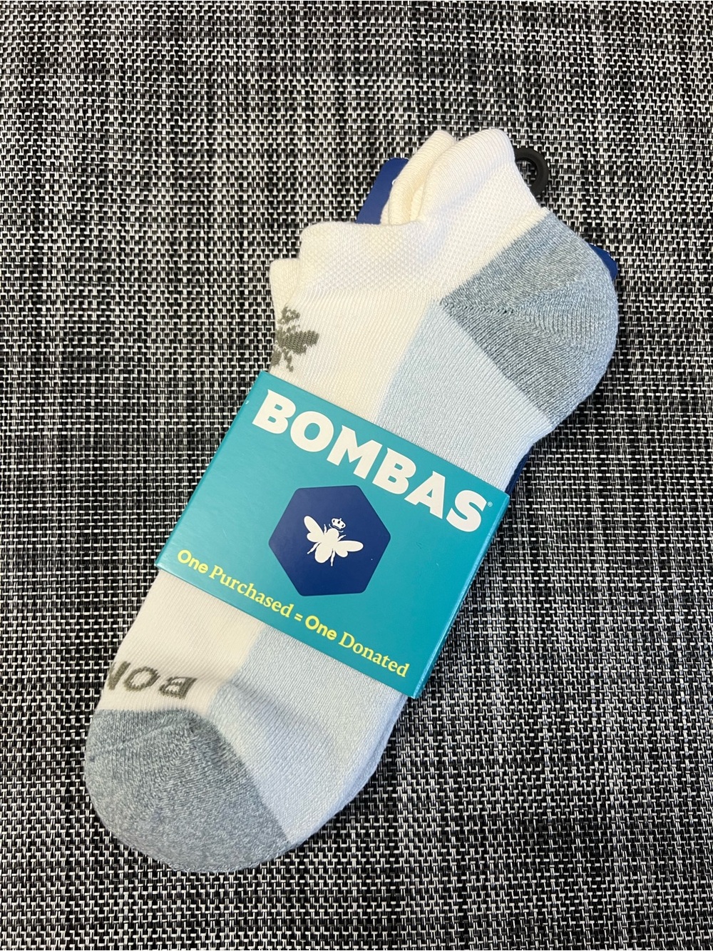 Bombas White and Gray No-Show Athletic Socks